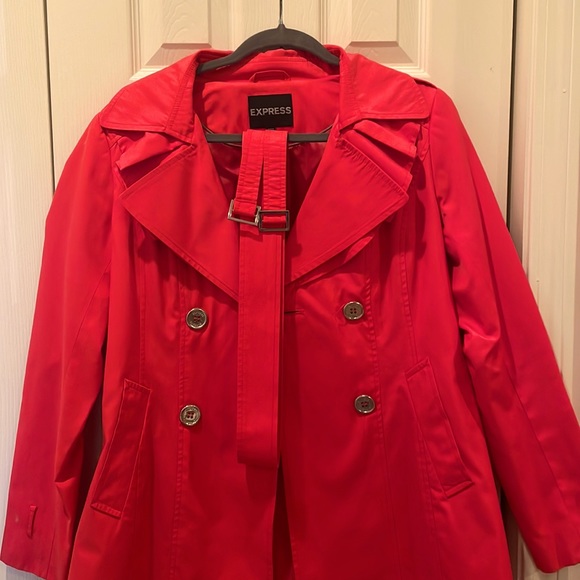 Express pink pea coat. Size small. Collar ruffle detail. - Picture 2 of 6
